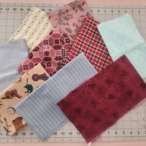 Scrap Fabric Approximately 13 oz, 9 different pieces of Fabric (B)